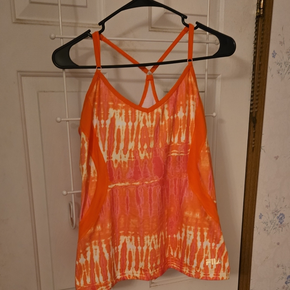 Fila Orange Asymmetrical Tie Front Camisole Top